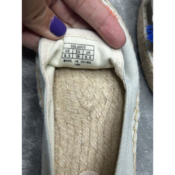 Soludos Blue Tasseled Camel Espadrilles Colorful Fun Resort Vacation Size 8.5 - Picture 5 of 9